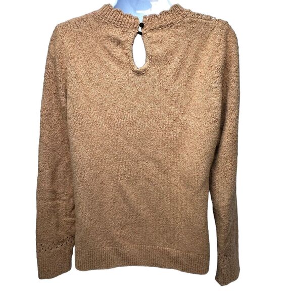 Fat Face Sweater Size US 6 UK 10 Jumper Crochet Detail Burnt Tanish Color - Picture 3 of 16